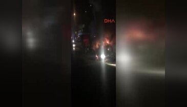 Takla atan otomobildeki sürücü yanmaktan son anda kurtuldu