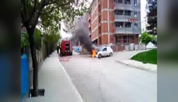 Su pompası bozulan itfaiye yangın söndürme tüpüyle müdahale etti