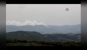 Suriye-Türkiye sınırında orman yangını