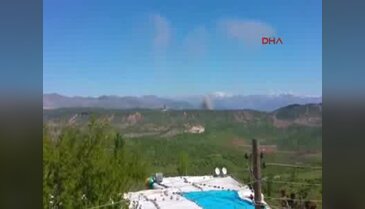 Lice kırsalında PKK'lıların bulunduğu bölge böyle bombalandı