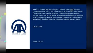 Erdoğan: "Bizim dinimizde terörün asla yeri yoktur"
