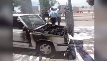 Adıyaman'da seyir halindeki otomobil yandı