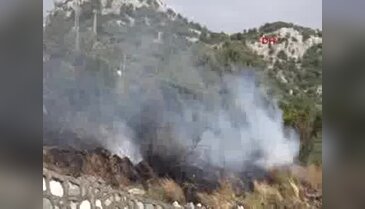 Bodrum'da kopan elektrik telleri, bozuk orman alanını yaktı
