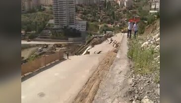 Başkent'te yol çökerten firmaya 1 milyon 273 bin 410 TL ceza