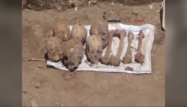 Kızılkoyun kazılarında kaya mezarları ve insan kemikleri bulundu