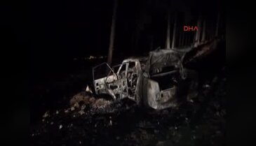 Ormanlık alandaki otomobil alev aldı