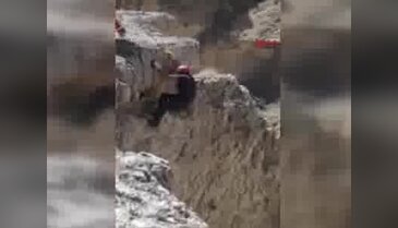 Kayalıklara sıkışan keçiyi AFAD kurtardı