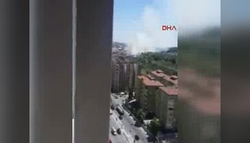 Askeri bölge yanındaki ağaçlık alanda korkutan yangın