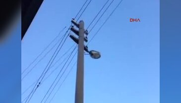 Söke'de beton aydınlatma direğinden su aktı