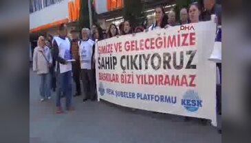 KESK üyeleri Ankara'daki mitingin yasaklanmasını protesto etti