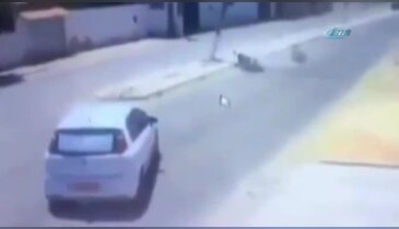 Önce otomobile çarptı, ardından kafasına direk devrildi