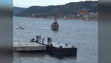 TCG Nusret gemisi 5 aylık bakımın ardından Çanakkale'ye döndü