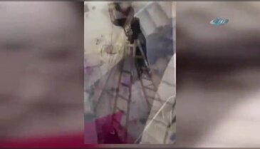 Portatif merdivenden böyle düştü