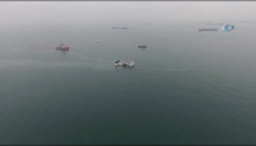 İstanbul'da batan gemi havadan görüntülendi