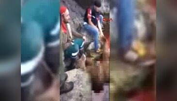 Ayıyı vurup parçalayan 6 kişiyi çektikleri video ele verdi