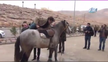 Uygur kardeşler ata bindi: Espriler havada uçuştu