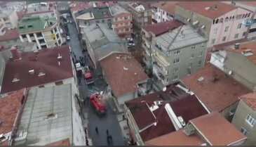 Patlamanın yaşandığı pastane havadan görüntülendi