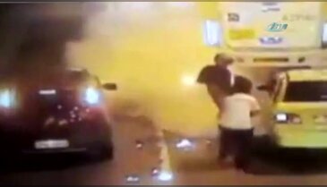 Sürüklenen motosiklet sürücüyü yaktı