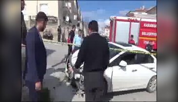 Kaza yapan oğlunu sopayla kovaladı