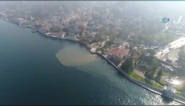 Çamura bulanan boğaz havadan görüntülendi