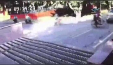 Bisikletten kaçtı, ciple çarpıştı