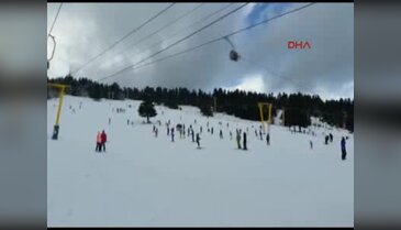 Bursa'da 'Beyaz Cennet'te kayak keyfi