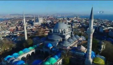 Restorasyonu süren Beyazıt Camii havadan görüntülendi