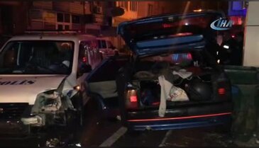 Bursa'da polisin 'Dur' ihtarına uymayan şüpheli, ekip otosuna çarptı
