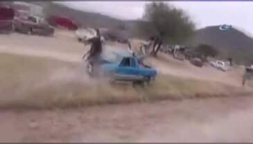 Yarış atı araca böyle çarptı