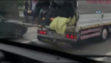 Nakliye kamyonunda tehlikeli yolculuk kamerada
