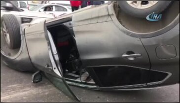 Takla atan aracı, trafikte kalan sürücüler çevirdi