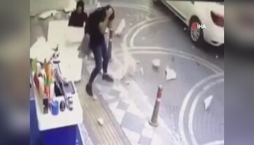 Anne ve kızının yaralanma anı güvenlik kamerasında
