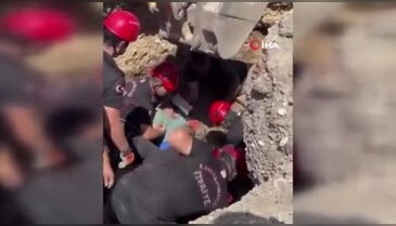 Göçükte kalan işçi böyle kurtarıldı