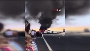Seyir halindeki yolcu otobüsü yandı!