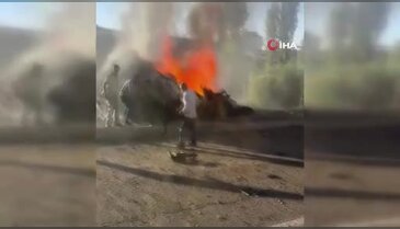 Alev alev yanan tırın sürücüsünü vatandaşlar böyle kurtardı