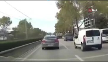 Bursa'da maganda sürücü yürekleri ağza getirdi! O anlar kamerada...