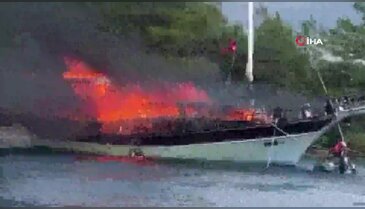 Göcek'te tekne alev aldı