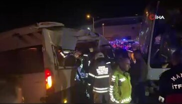 Gece saatlerinde feci kaza! İşçi servisleri çarpıştı...