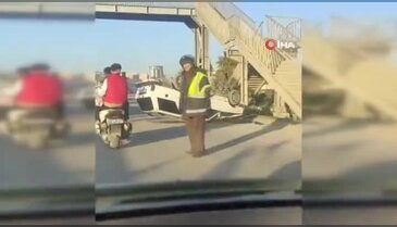 Hurdaya dönen araçtan sağ çıktı!