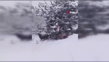 Yeni yılın ilk gününde yaylada kara yakalanan çoban türkülerle ısındı