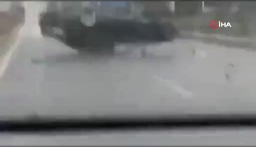 Trafik magandası tepe taklak oldu!