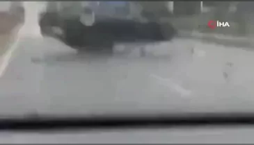 Trafik magandası tepe taklak oldu!