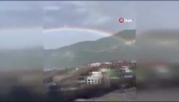 Bursa'da yağmur sonrası gökkuşağı görsel şöleni