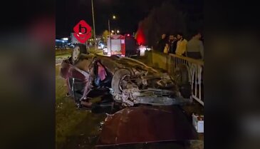 Bursa Orhangazi'de kontrolden çıkan araç takla attı! Geriye hurda yığını kaldı...