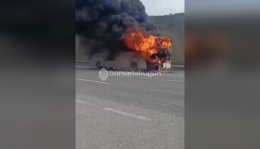 Bursa yolunda yolcu otobüsü alev topuna döndü!