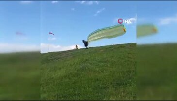 Bursa'da yamaç paraşütü yaparken facianın eşiğinden döndü