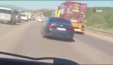 Bursa otobanında zincirleme kaza tehlikesi! O anlar kamerada...
