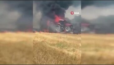 Tarlada yangın paniği: Balya makinesi ve traktör kullanılamaz hale geldi...