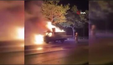 Bursa'da seyir halindeki kamyonet alev topuna döndü! Sürücü son anda kurtuldu
