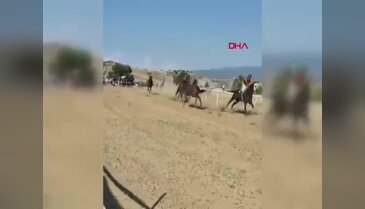 Taşköprü'de at yarışında feci kaza: Başıboş at piste girdi